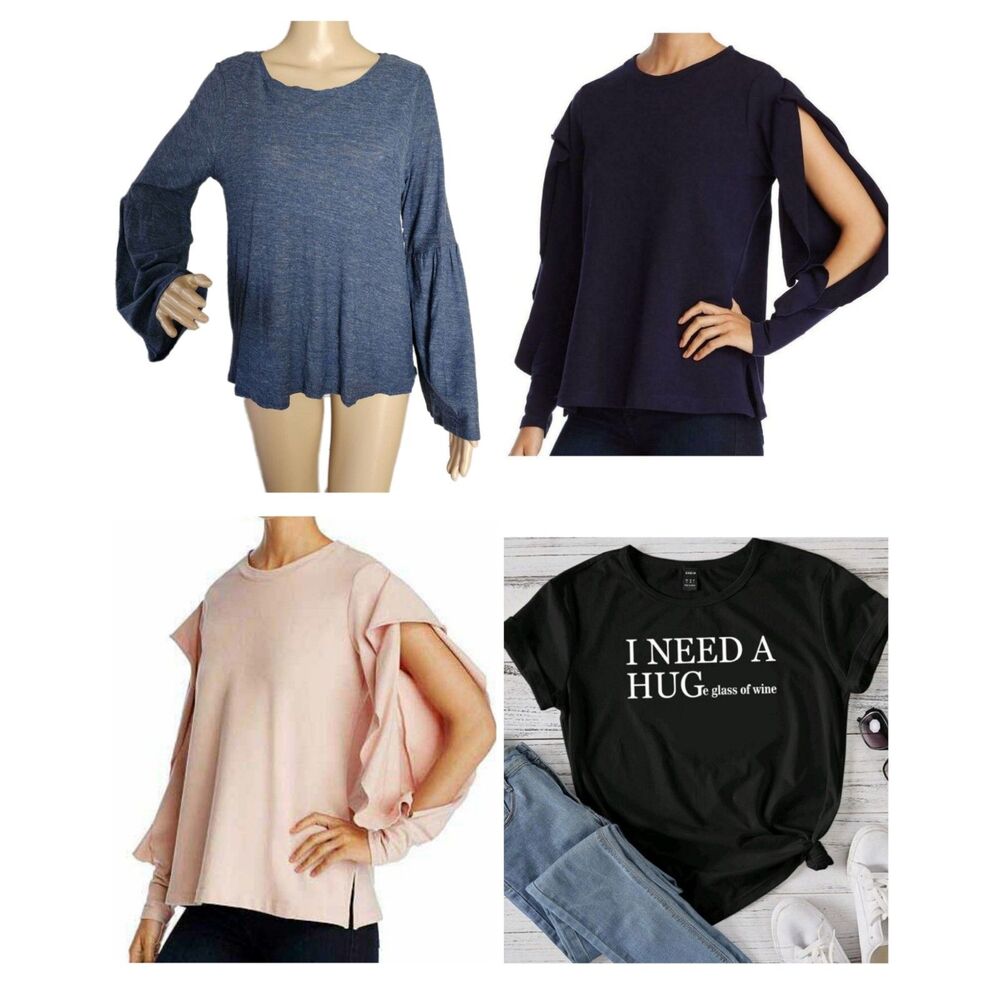 NWT 4 Piece Lot Casual Tees Long Sleeve Tops - Medium - Two By Vince Camuto, She